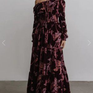 Zeta Velvet Maxi Dress | Plum Floral - 1XL